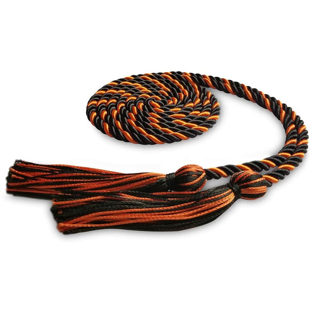 Graduation Single Honor Cord Two-Color (Black Orange) tassel nice color supplier
